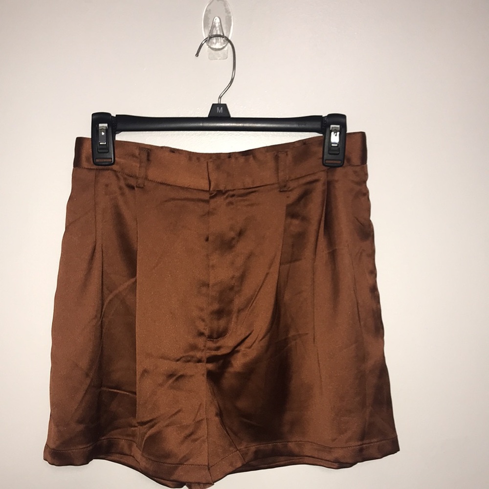 High Waist Silky Brown Shorts
